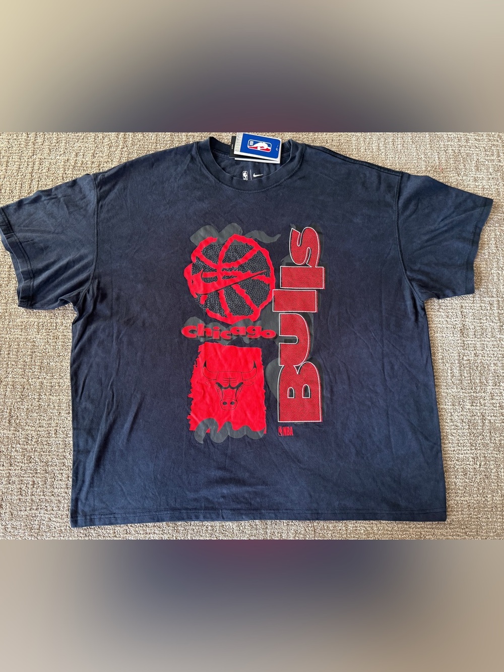 NWT Nike NBA Chicago Bulls Graphic T-Shirt XXL Loose Fit Dark Charcoal Black